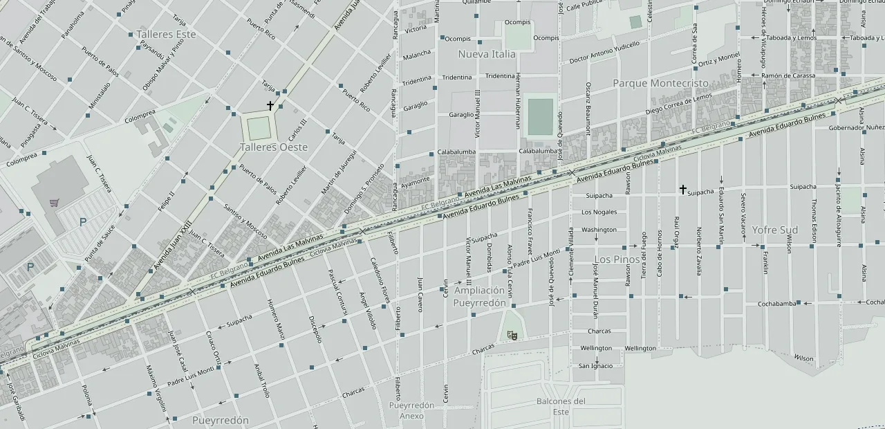 Mapa de la zona de Av. Las Malvinas 6955, Córdoba